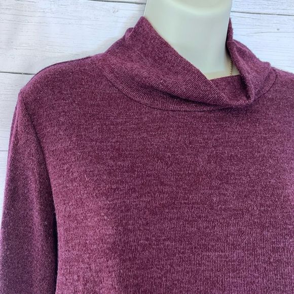 Everly Ruffle Sleeve Mock Turtle Neck Sweater Dress Maroon Medium  💗 - Picture 3 of 8